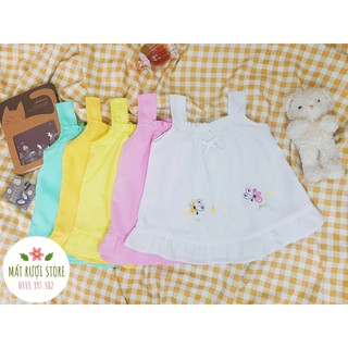 [4 - 42kg] Đồ bộ tole kiểu dây bản bé gái thêu cực xinh - Đồ bộ lanh dây bé gái thêu cực xinh - Made in VN 100%