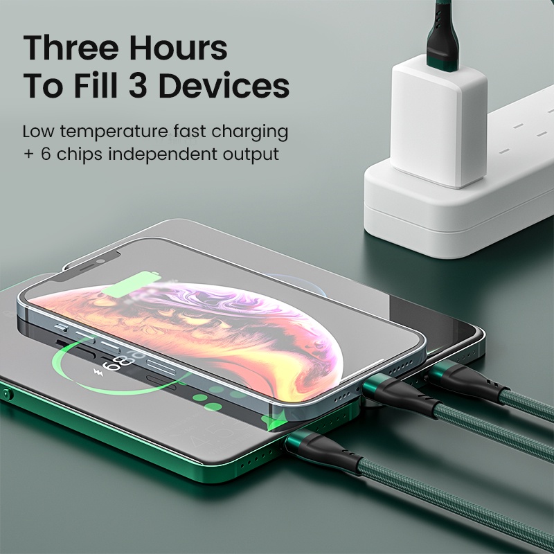 Dây Cáp Sạc Nhanh 6A 100W 3 Trong 1 Cho Huawei Xiaomi