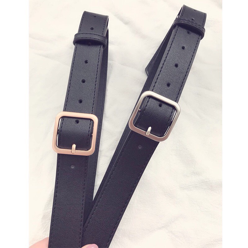 Dây nịt thắt lưng kim lật vuông màu chì màu vàng phong cách vintage hot hit bản 2.5cm