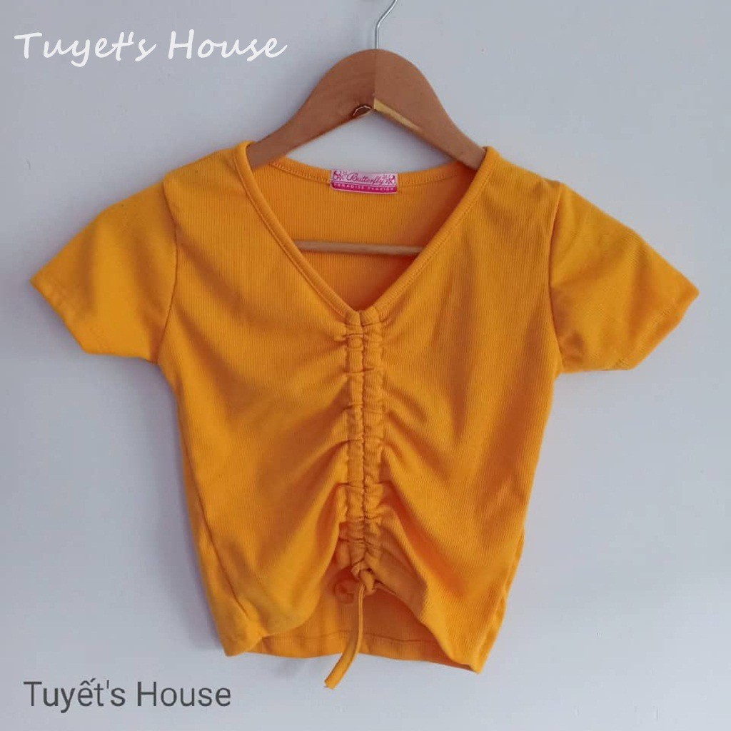 [Mã FAMAYWA giảm 10K đơn 50K] Áo croptop rút dây nhún ngực hot Tuyết's House B6-4-2 | BigBuy360 - bigbuy360.vn