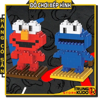 Mô hình Sesame Street Đỏ và Xanh dạng Đồ chơi xếp hình Sesame Street làm quà tặng, đồ decor