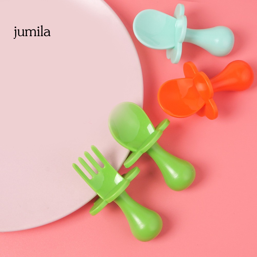 Bộ 2 Muỗng Nĩa Tay Cầm Ngắn Cho Bé