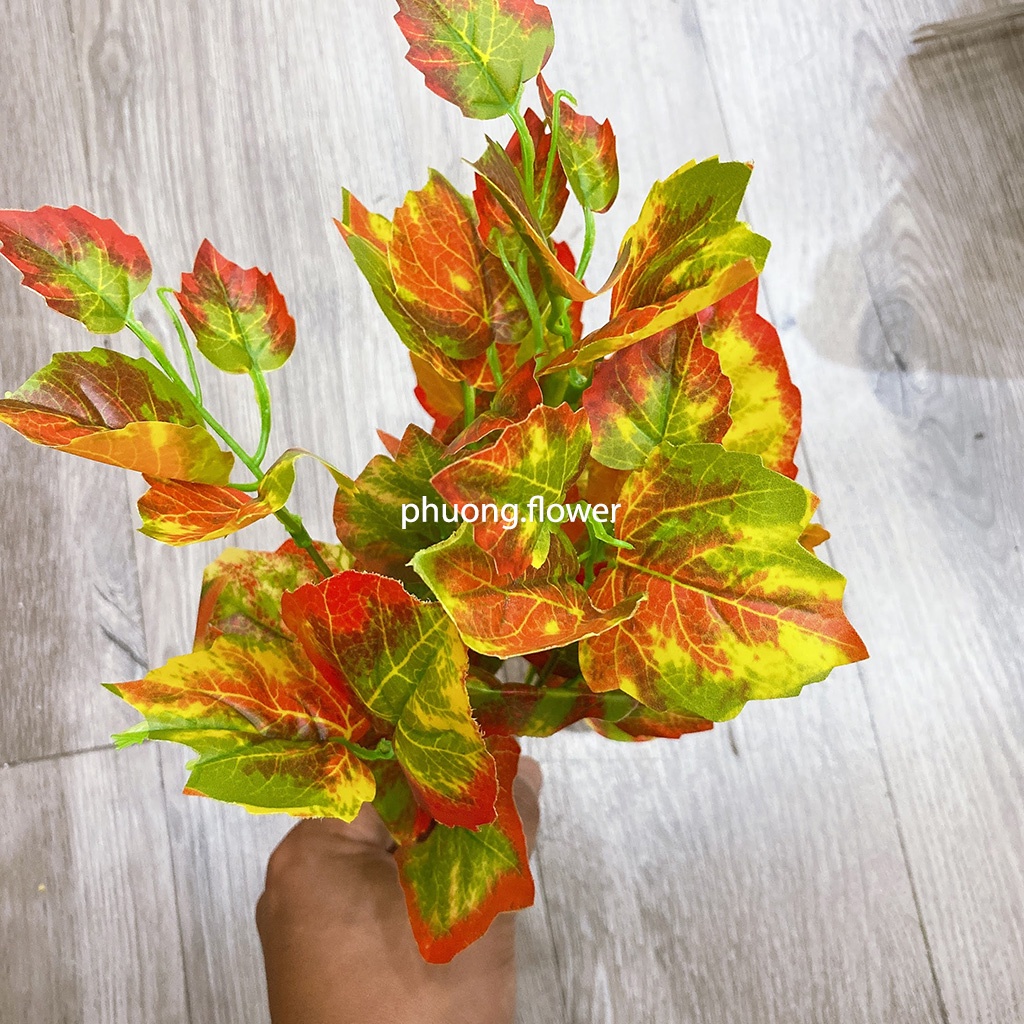 Cây giả decor đủ loại size nhỏ cao 34cm 7 nhánh lá bằng nhựa siêu bền dẻo dai cây giống thật 99% trang trí tuyệt đẹp