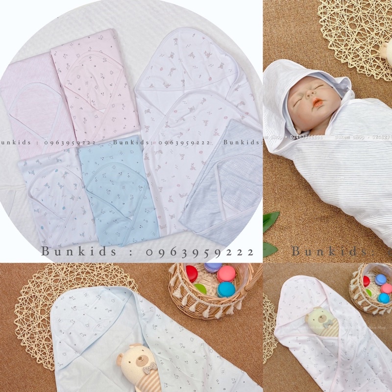 Khăn ủ sơ sinh MioMio 2 lớp thu đông ( Tấm quấn Mio, chăn ủ mio) 80x80cm