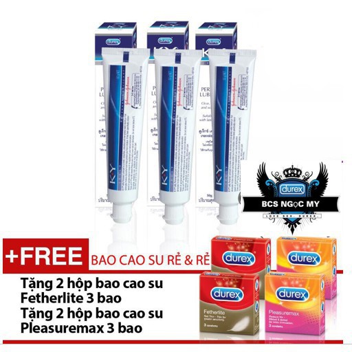 [DEAL HOT] Combo 3 Tuýt Gel Bôi Trơn Durex K.Y. Tặng 4 Hộp Bao Cao Su Durex Tùy Chọn