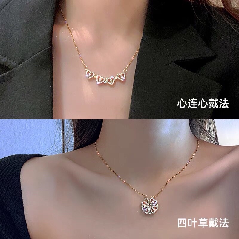 VÒNG CỔ NAM CHÂM HAI KIỂU DÁNG ( CỎ 4 LÁ VÀ 4 TRÁI TIM ) VỪA THANH LỊCH VỪA DỊU DÀNG
