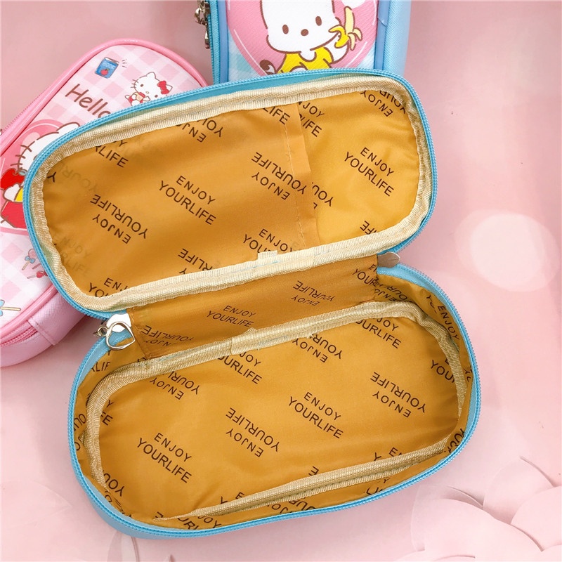 SANRIO Túi Da Pu Hai Khóa Kéo Sức Chứa Lớn Họa Tiết hello kitty