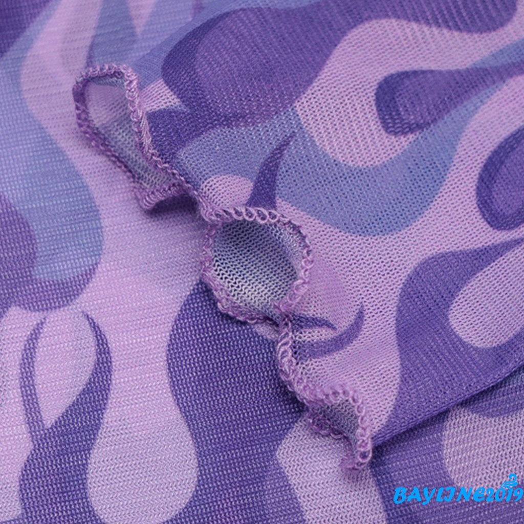 Áo thun tay dài ống loe vải lưới in họa tiết thời trang cho nữ | WebRaoVat - webraovat.net.vn