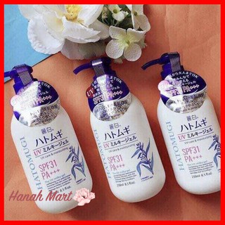 Sữa dưỡng thể chống nắng trắng da Hatomugi UV Milky Gel SPF31 PA+++, Nhật Bản (250ml)