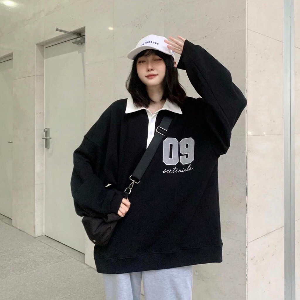 Áo Thun Polo Nam Nữ Dài Tay Vài Form Rộng Số 09 Vải Dày Mịn Thoáng Mát Thiết Kế Thời Trang Kiểu Dáng Năng Động