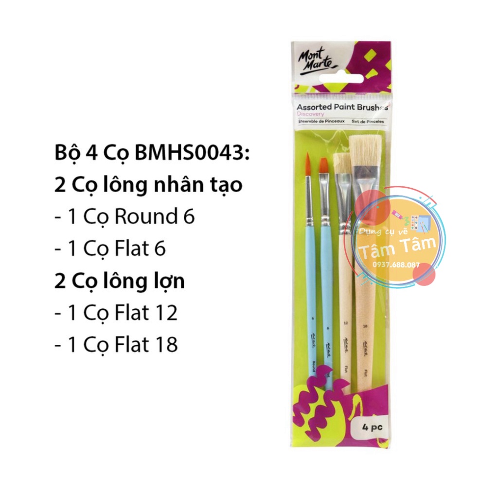 [TÂM TÂM] Bộ Cọ Vẽ Màu Acrylic, Màu Nước, Màu Gouche, Sơn Dầu Mont Marte-LAM