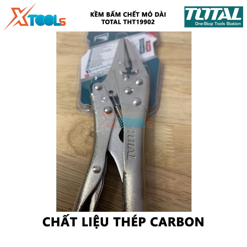 Kìm bấm chết mũi dài TOTAL THT19902 kềm bấm mỏ dài Độ mở tối đa 65mm, Chất liệu Thép, quy cách 9&quot; kẹp hoặc giữ chặt vật,