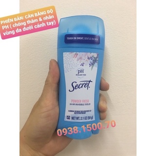 Sáp lăn khử mùi secret ph balance powder fresh 24h invisible solid deodorant 59g