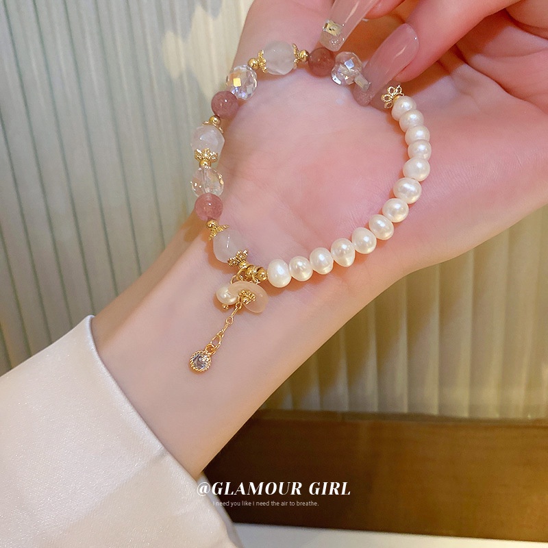 Vòng Đeo Tay Đính Pha Lê Trái Dâu Thời Trang Hàn Quốc Có Thể Điều Chỉnh