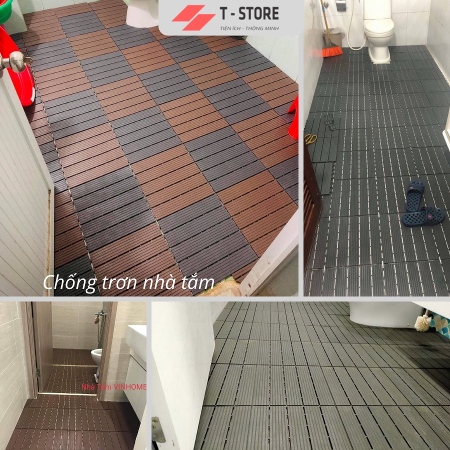 Bộ 11 Tấm Lát Sàn Cao Cấp SIENNA - Vỉ nhựa thoát nước, chống trơn trượt, Lót nhà vệ sinh, bể bơi, sân vườn, sân thượng.