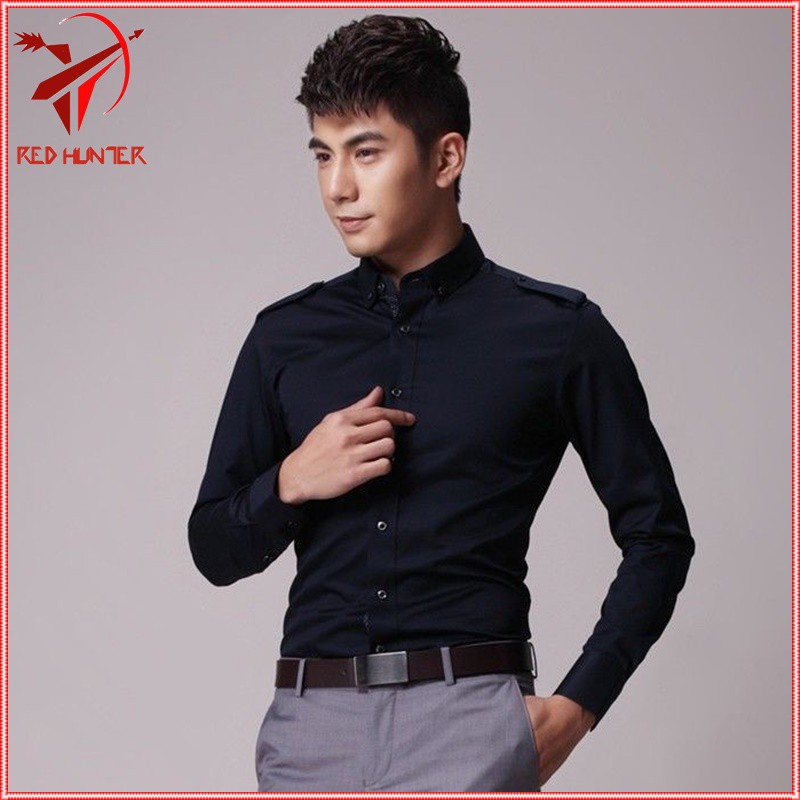 Áo sơ mi nam Vettino dài tay cổ bẻ dáng ôm Hàn Quốc vải lụa thái cao cấp chống nhăn | BigBuy360 - bigbuy360.vn