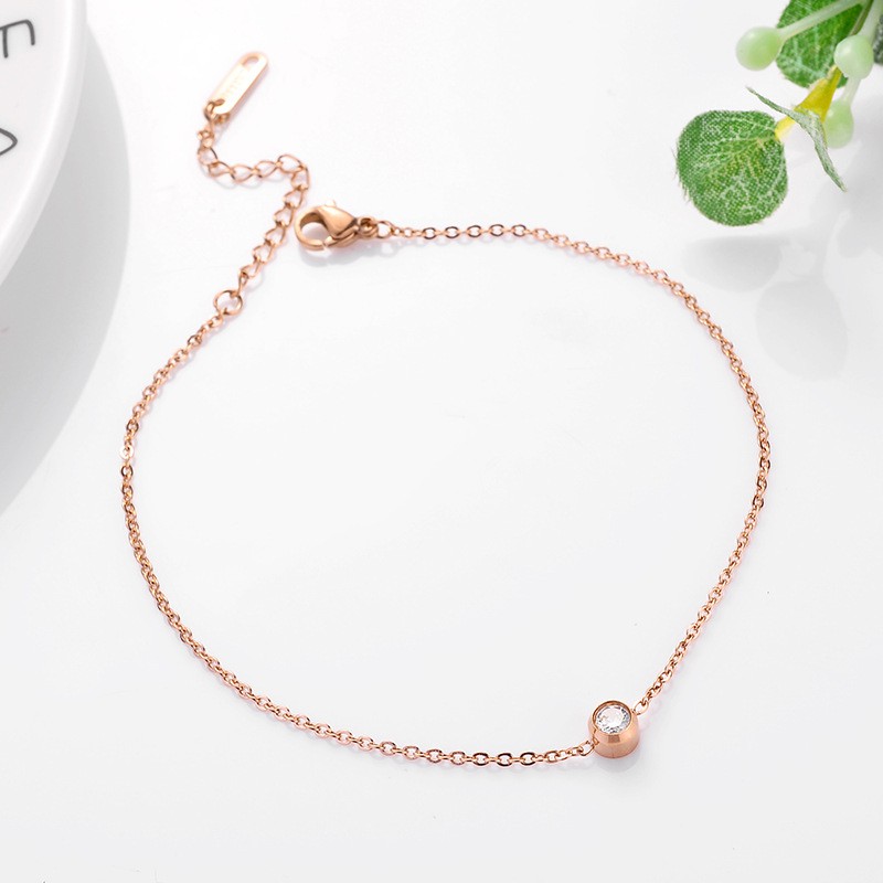 Lắc chân zircon 1 hạt lắc chân nữ titan