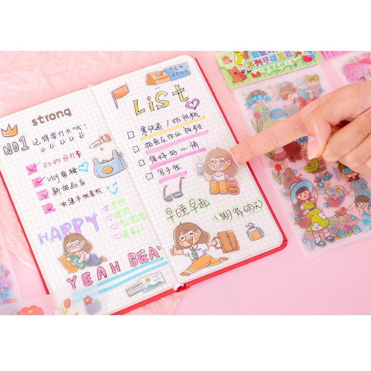 Set 3 Tấm Sticker Nhũ Vàng Cắt Sẵn Có Quai Siêu Dễ Thương