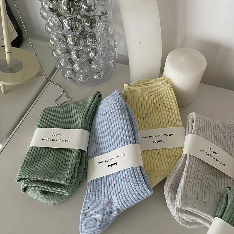 Vớ Cotton Cổ Cao Nhiều Màu Sắc Phong Cách Hàn Quốc Thời Trang Cho Nữ
