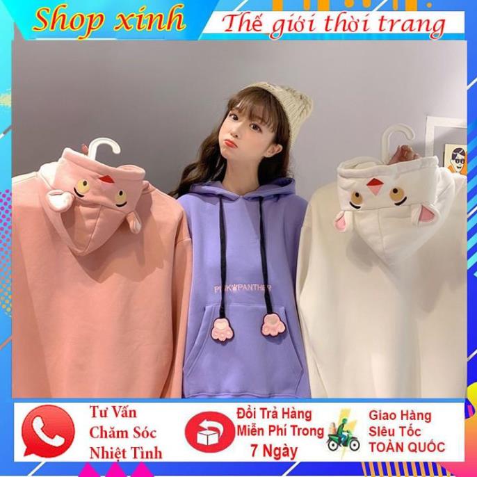 Áo hoodie nữ nỉ thời trang mùa đông freesize thêu mèo tai thỏ dưới 55kg cực Kute cho cô nàng năng động,cá tính. | BigBuy360 - bigbuy360.vn