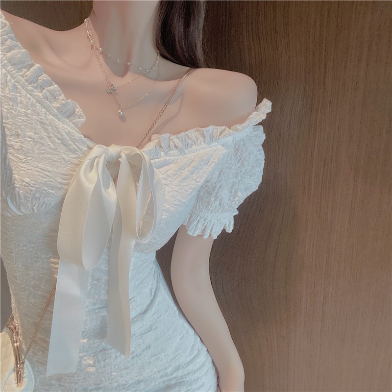 Đầm Tay Phồng Màu Trơn Form Ôm Co Giãn Phong Cách Hàn Quốc | BigBuy360 - bigbuy360.vn