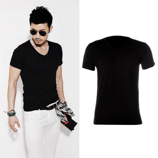 Áo thun nam cotton cổ V form ôm