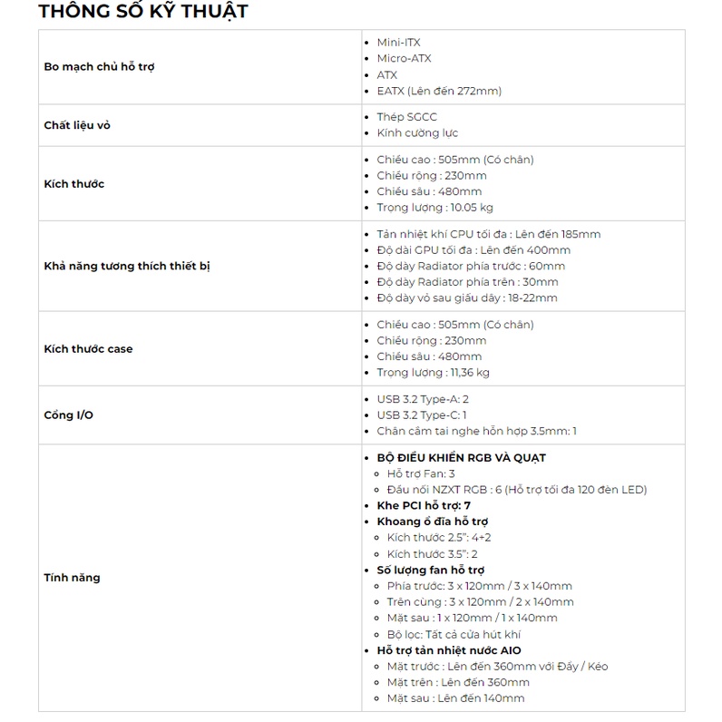 Vỏ máy tính NZXT H7 FLOW BLACK/WHITE