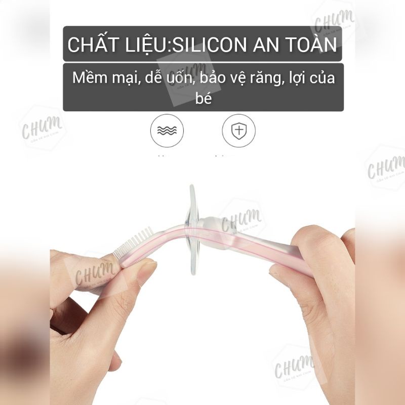 Bàn chải silicon đánh răng, tưa lưỡi cho bé từ 0-2 tuổi