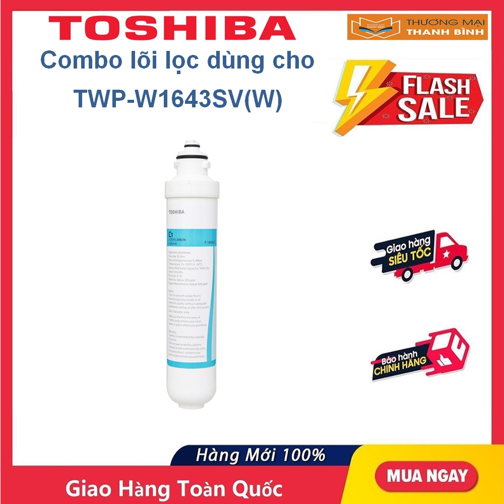 Combo lõi lọc Toshiba F-1643-PP, F-1643-C1, F-1643-C2 dùng cho máy lọc nước RO TWP-W1643SV(W)