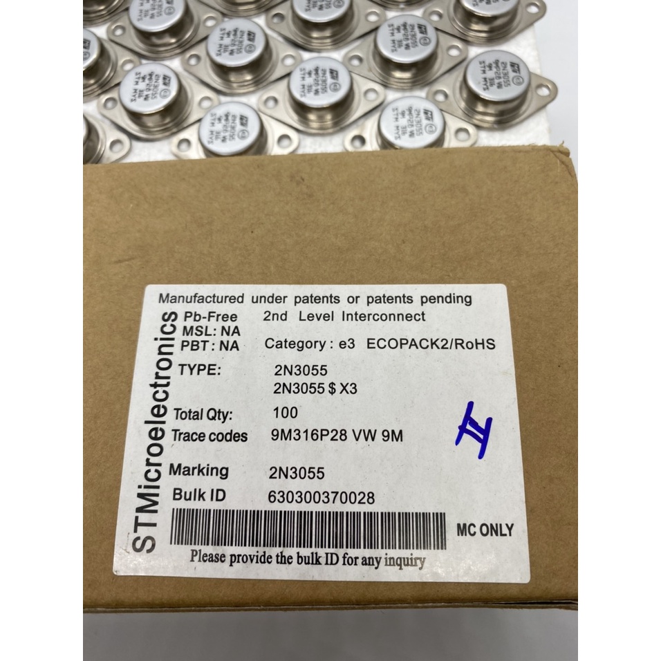 Bộ 10 Con Sò Sắt 2N3055 TO-3 Malaysia ( ZIN MC) - linh kiện điện tử QUỲNH DIỄN
