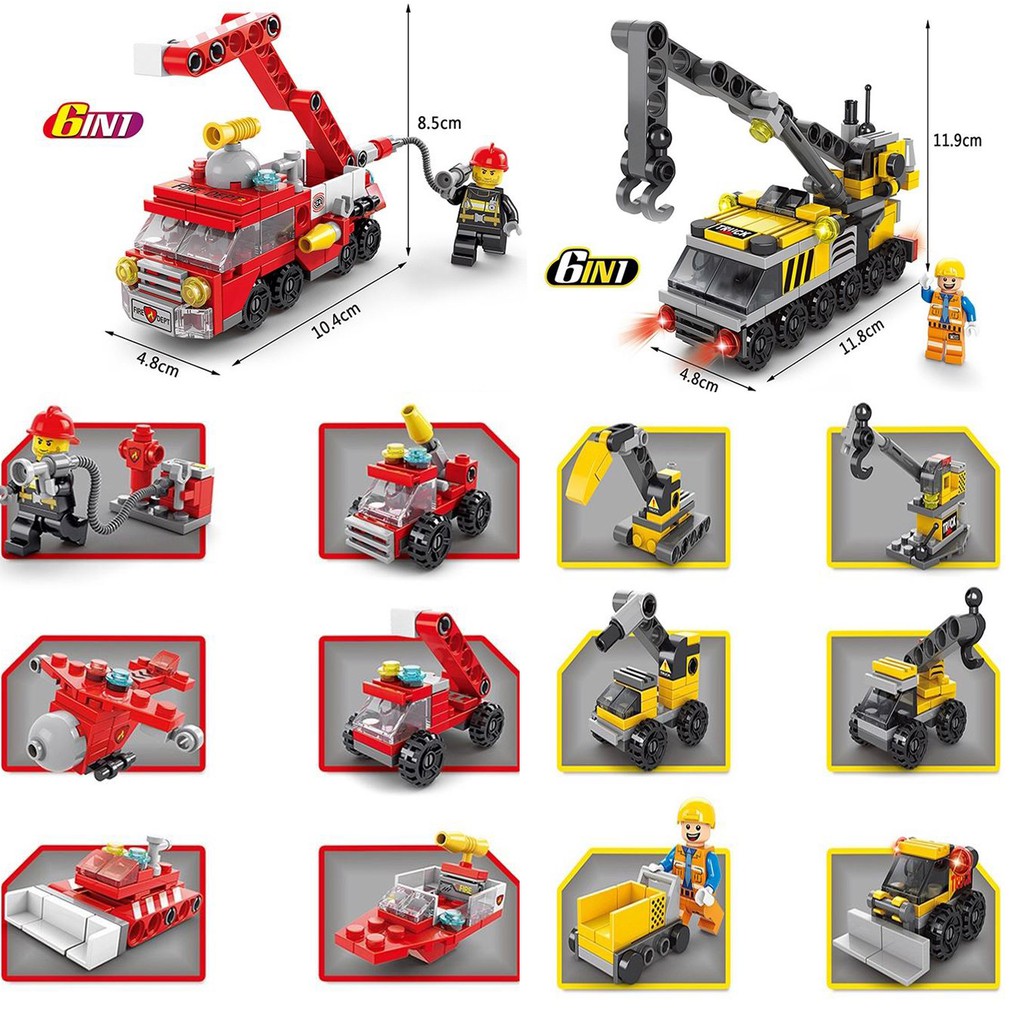 Xếp Hình lắp ráp Lego  các loại xe chuyên dụng 6 trong 1