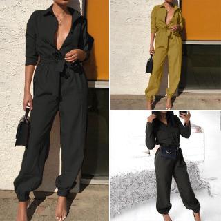 Áo liền quần Jumpsuit có nút cho nữ