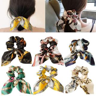 Dây buộc tóc đính nơ vải lụa thời trang