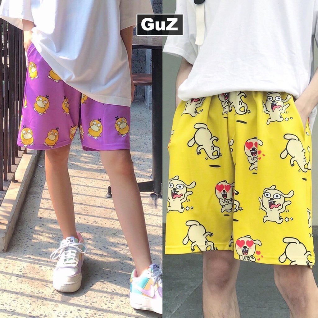 Quần short nam chất thun cotton mềm mát in hoạt hình độc đáo guzfashion