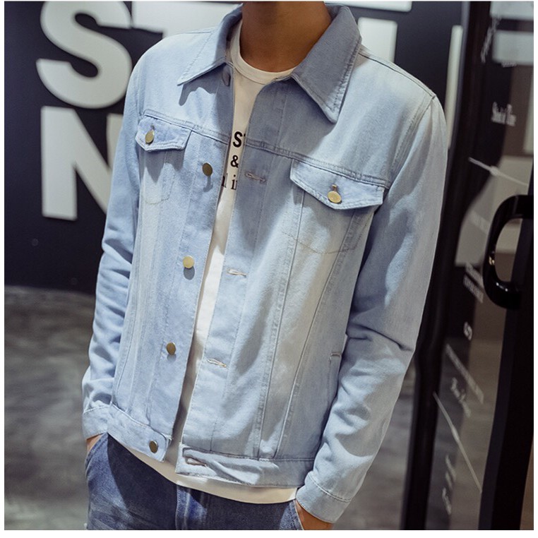 áo khoác jean nam xanh nhạt r553