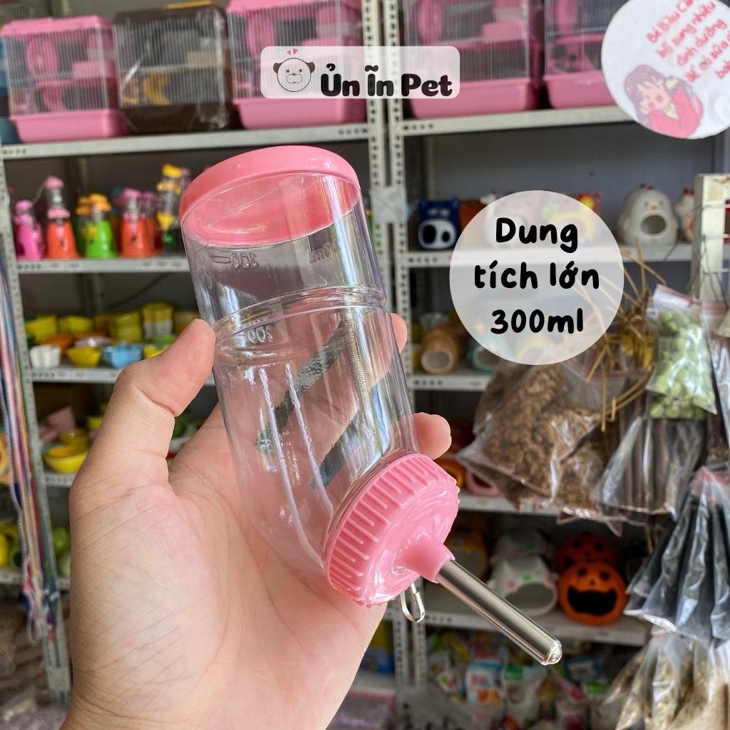 Bình nước hamster, loại bi 300ml cho sóc, bọ, nhím, thú nhỏ