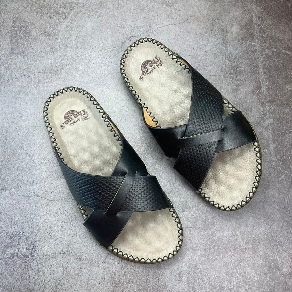 Dép doctor quai chéo KHÔNG THẤM NƯỚC da bò thật PN-76