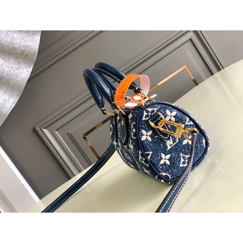 Túi xách/đeo chéo vải denim logo thương hiệu Louis Vuitton LV Nono Speedy cao cấp hàng vip