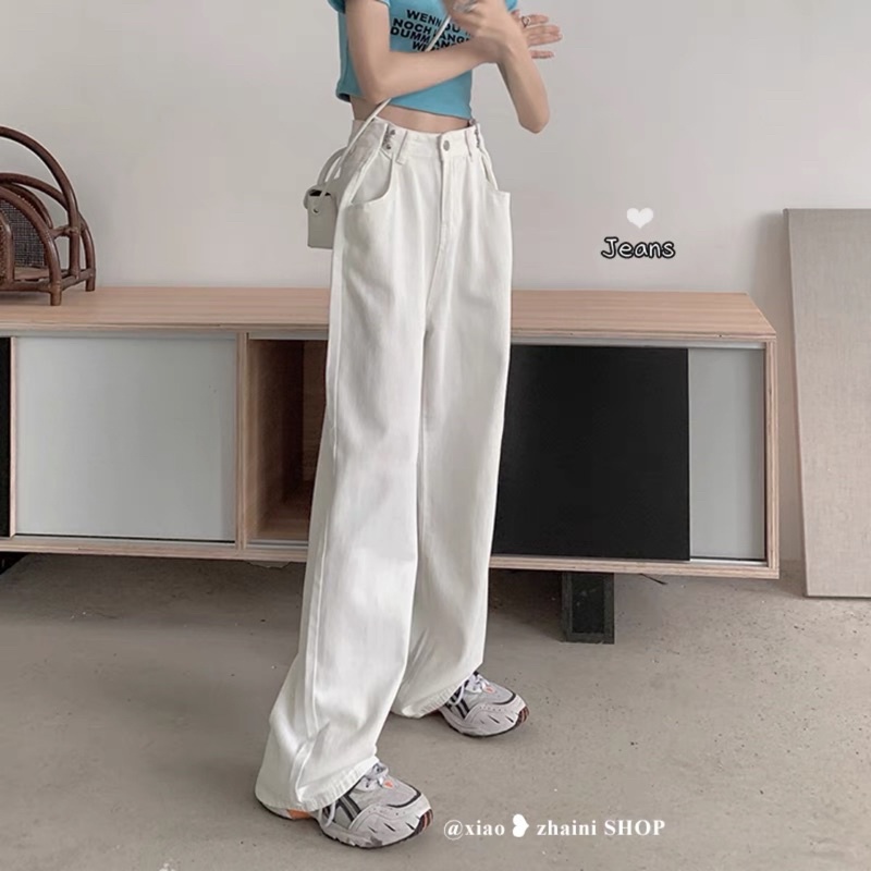 Quần Jeans Nữ Ống Rộng Cạp Cao Nẹp Eo Hàng Quảng Châu Chất Lượng Mẫu 2022
