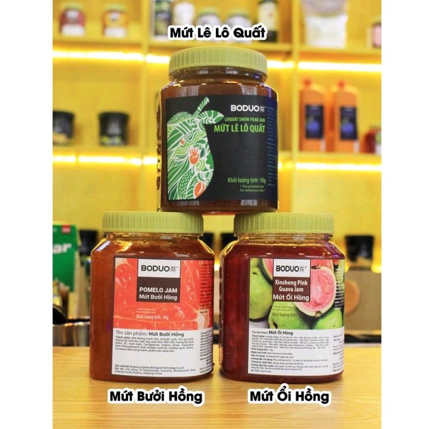 Mứt Boduo Đào, Dâu, Ổi, Vải, Thanh Long ... -