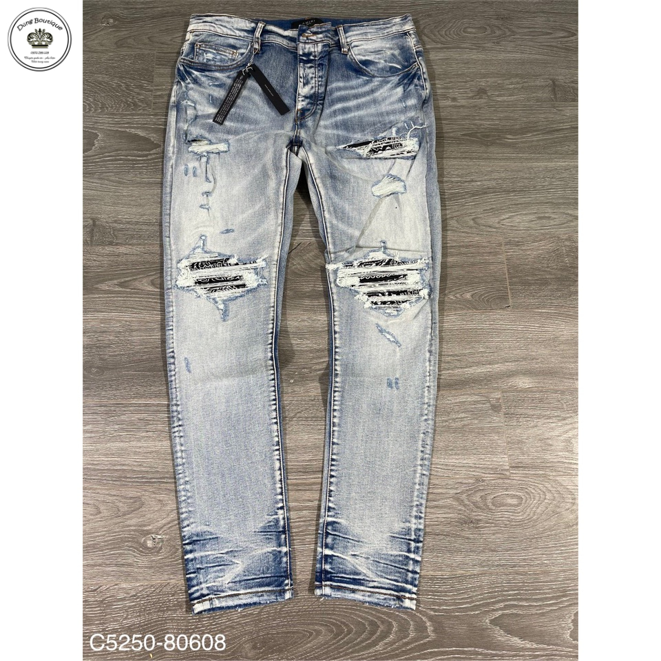 Quần Jeans  Nam Like AU.th Cao Cấp Vá da hot hit