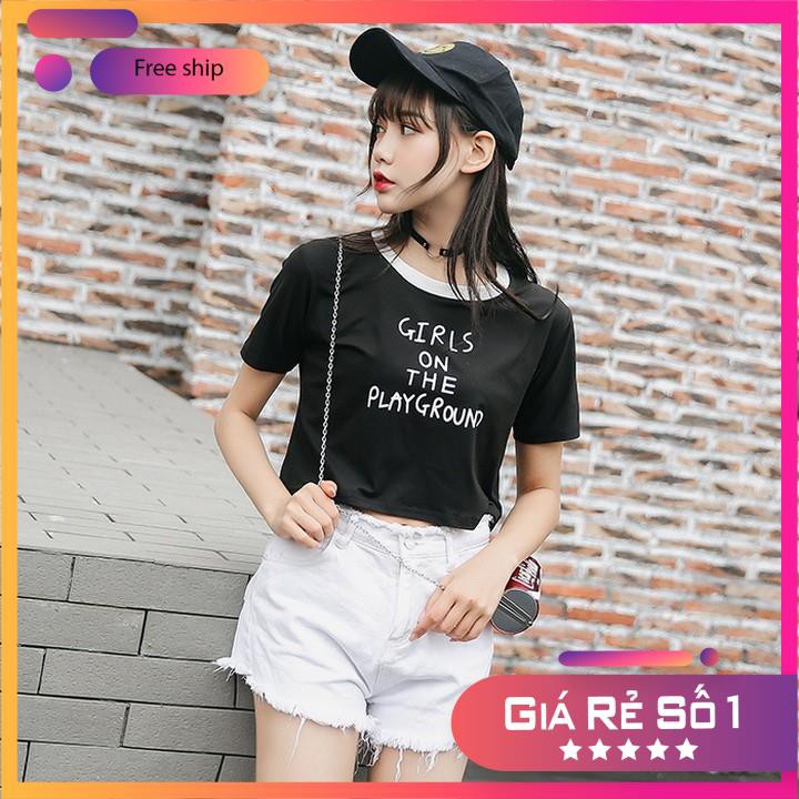 Áo Croptop Nữ *FREESHIP EXTRA* Áo Thun Crt Form Rộng Tay Ngắn Girl On