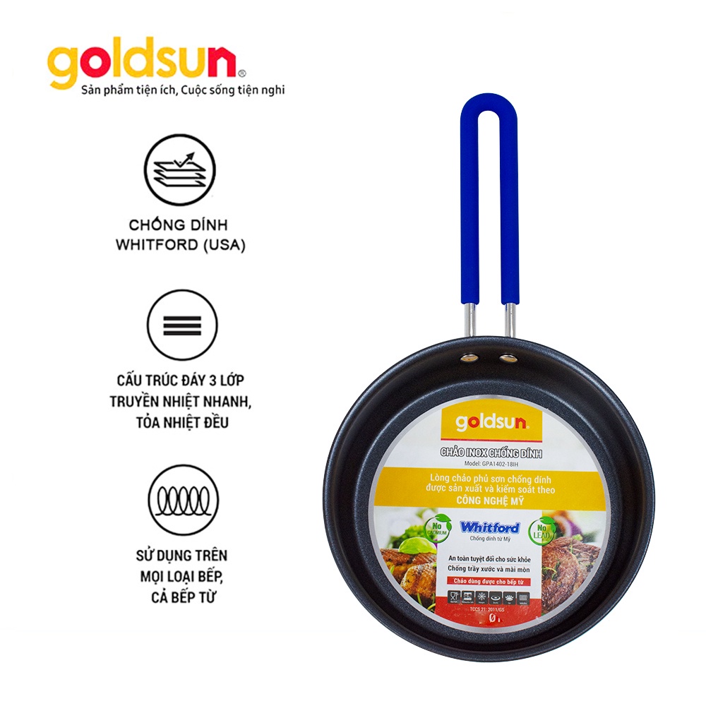 Chảo Inox chống dính Goldsun GPA1402-16IH 16cm Hàng chính hãng