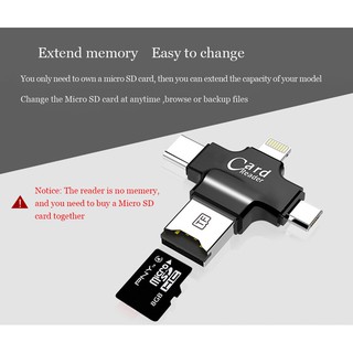 Đầu đọc thẻ 4 in 1 OTG, USB, TYPE - C, IOS