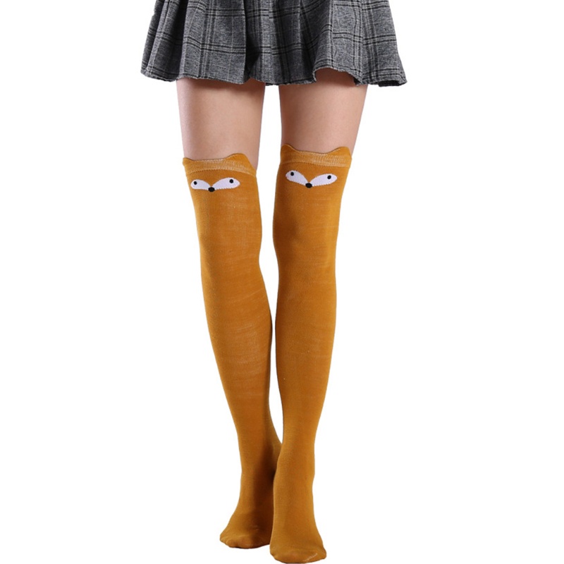 Tất Cao Ngang Đùi In Họa Tiết Mèo / Gấu Trúc Hoạt Hình 3D Phong Cách Nhật Bản Cho Nữ