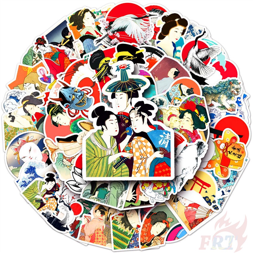 50 Cái / Bộ ❉ Ukiyoe. Nhãn Dán Tùy Chỉnh Nhật Bản Series Văn Hóa 01 ❉ Sticker Dán Tường Chống Thấm Nước Họa Tiết Doodle Hợp Thời Trang