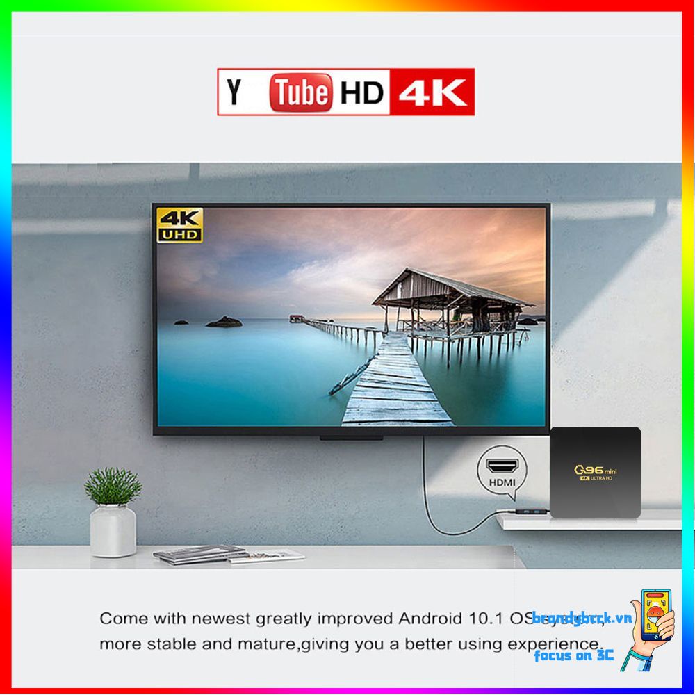 Đầu TV box Q96 mini Android 10.0 S905L L I T 2.4G WIFI 4K 4GB + 64GB ChấT LượNg Cao