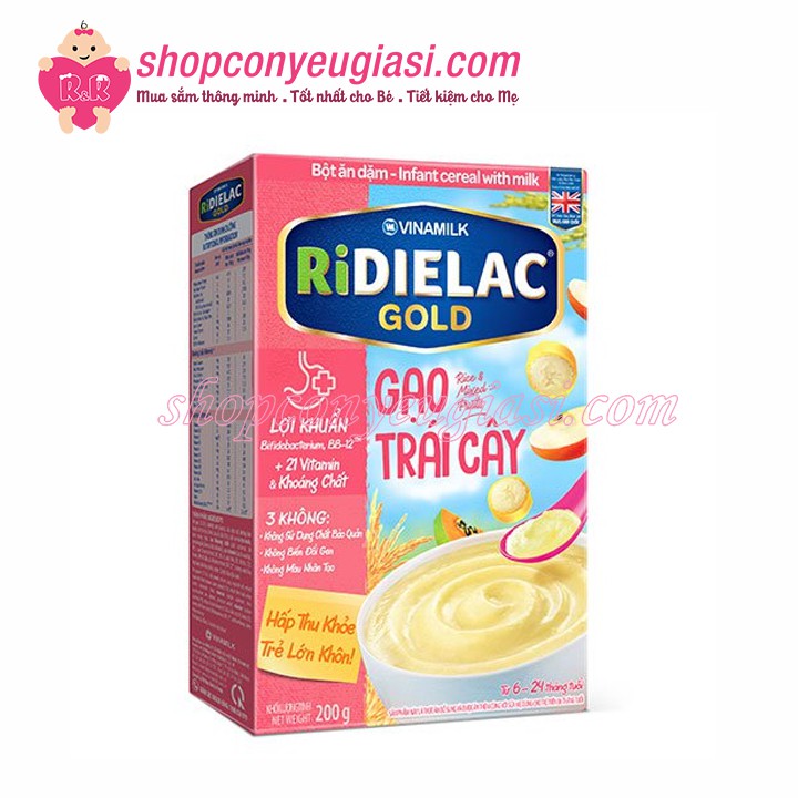 Bột Ăn Dặm RiDielac Gạo Trái Cây - Hộp Giấy 200g - Date 2023