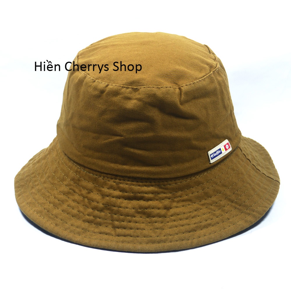 Nón bucket 2 mặt thêu mặt da in chữ Fashion sành điệu thích hợp cho mọi người