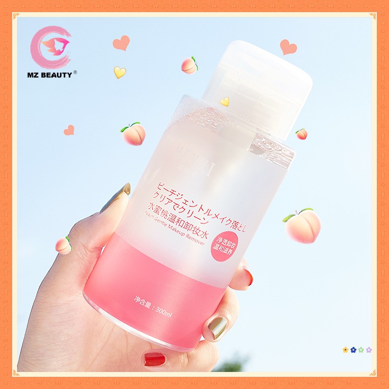 [MZ Beauty] HEYXI Makeup Remover Water Peach Makeup Remover Gentle Deep Cleansing for Eyes and Lips Beauty Health Care Warm Makeup Remover Maintenance Press Makeup Remover Press Makeup Remover 300ML